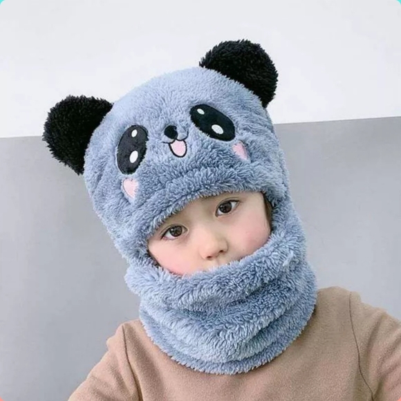5/25 pink or Grey Panda Bear Winter hoodie hat face cover protect skin from cold - Picture 2 of 7